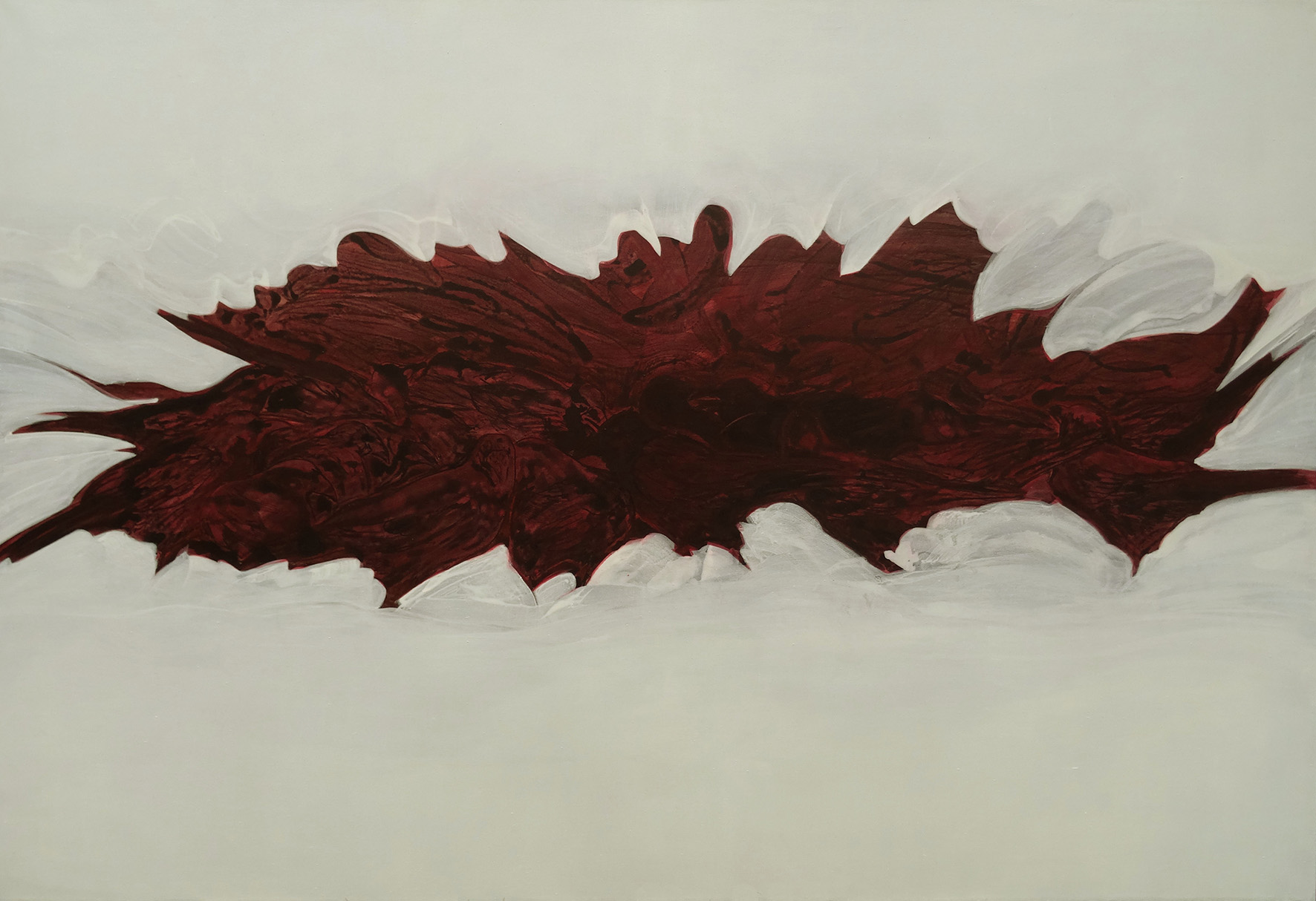 Dzióbią ich kruki i wrony / Ravens and crows are pecking them to pieces, 110cm x 160cm, acrylic on canvas, 2015
