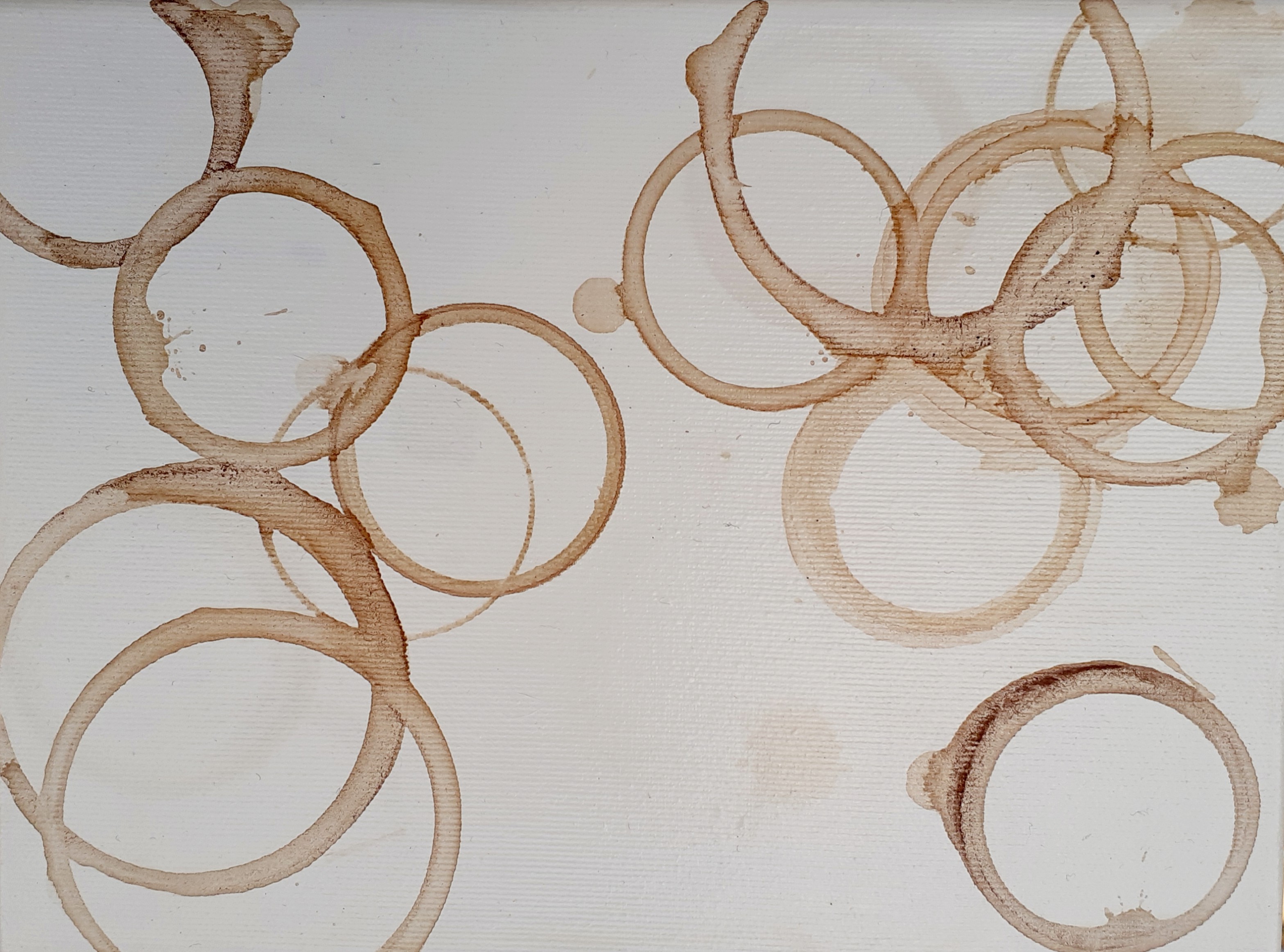 Meeting, from the Nostalgia series, 18cm x 24cm, coffee, tea, acrylic on canvas, 2019
